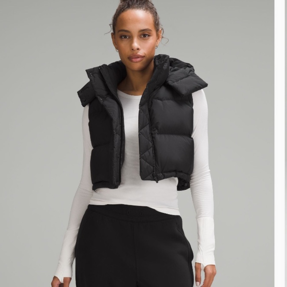 Black Lululemon Wunder Puff Super Cropped Vest